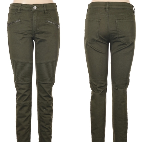 Tinsel Denim - Tinsel Green Jegging Moto Style Skinny Leg Size 31